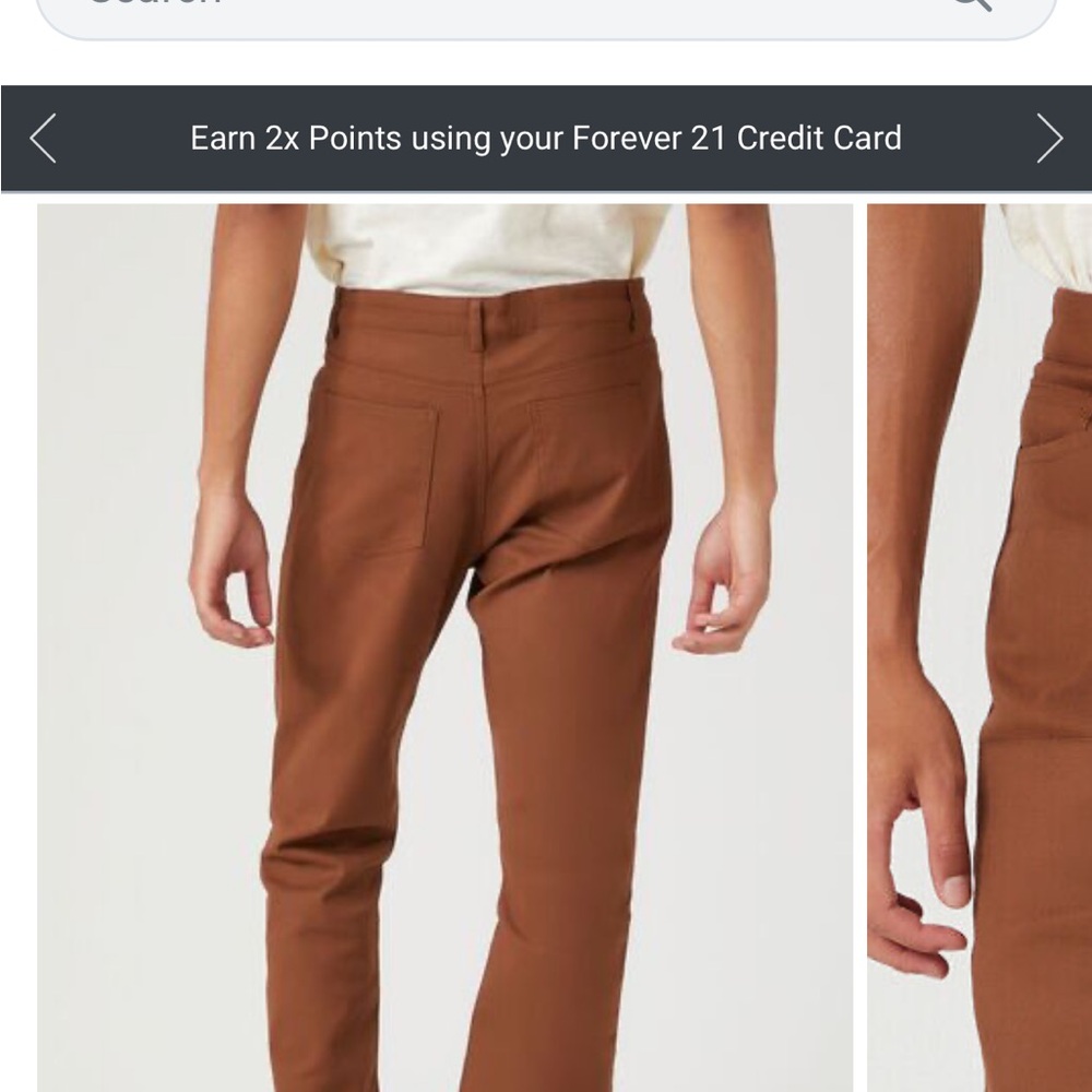 Men’s 32x32 NWT brown Forever 21 twill mid rise pants.  Never been worn!!